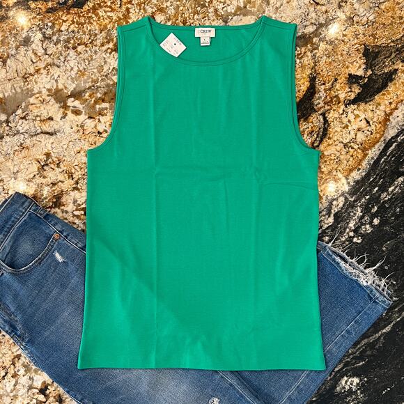 NWT J. Crew Green Clover Shell Tank Top - SIZE MEDIUM - Picture 2 of 8